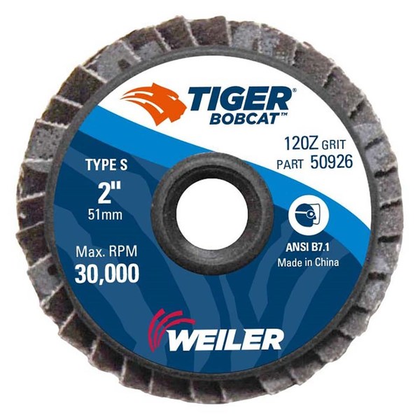 Weiler 2" BobCat Mini Abrasive Flap Disc, Conical (TY29), Type S Mount, 120Z 50926